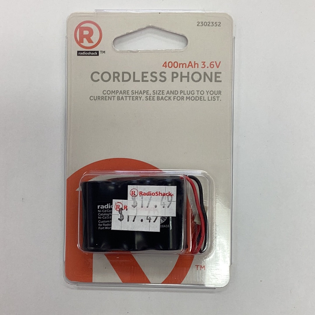 RadioShack 3.6V 2/3AA 400MAH Cordless Phone Battery